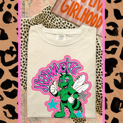 Friendly Mascot Hornet Green Pink Colorful PNG Digital Download Sublimation DTF Print Preppy Colorful Mascot Spirit