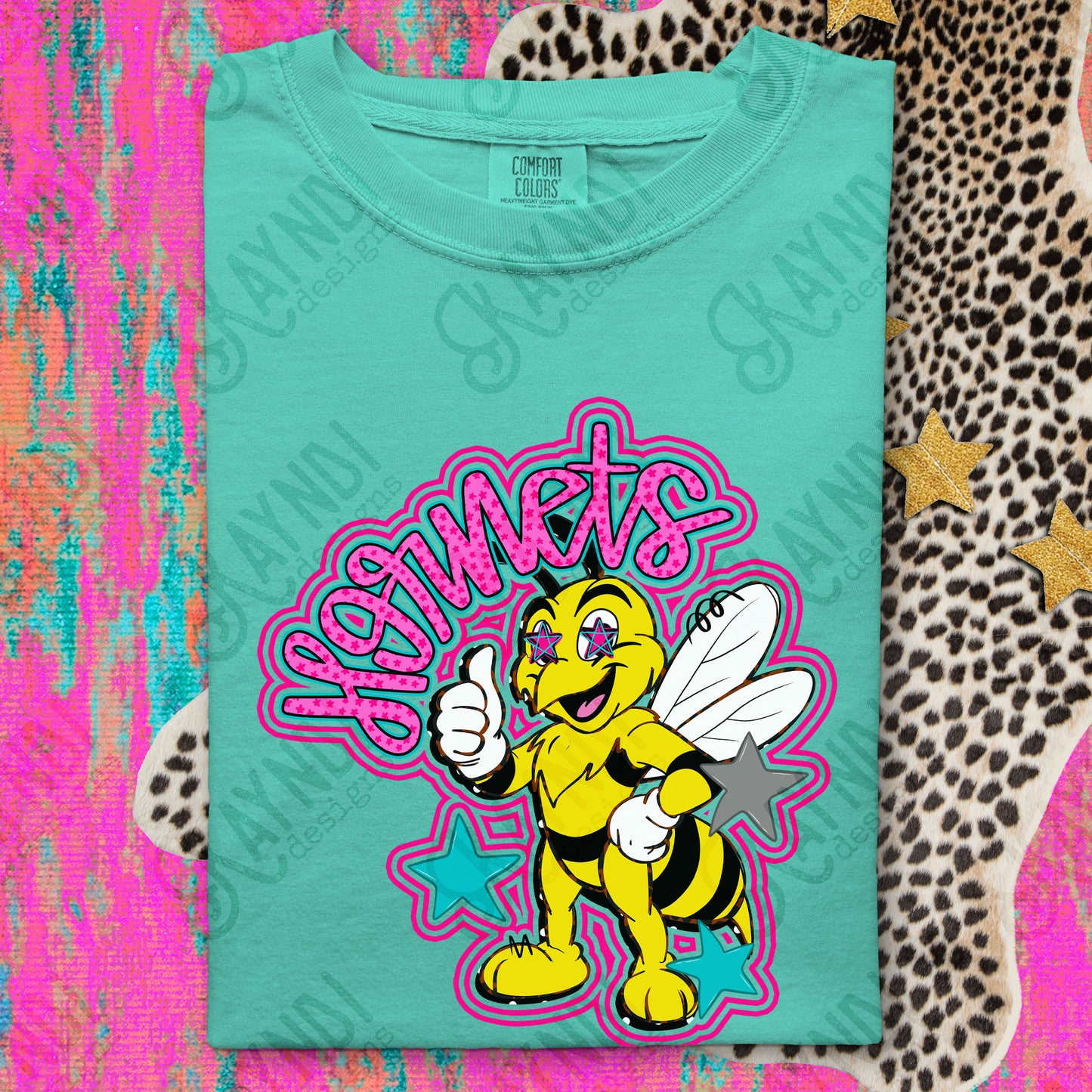 Friendly Mascot Hornet Pink Colorful PNG Digital Download Sublimation DTF Print Preppy Colorful Mascot Spirit