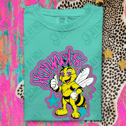 Friendly Mascot Hornet Pink Colorful PNG Digital Download Sublimation DTF Print Preppy Colorful Mascot Spirit