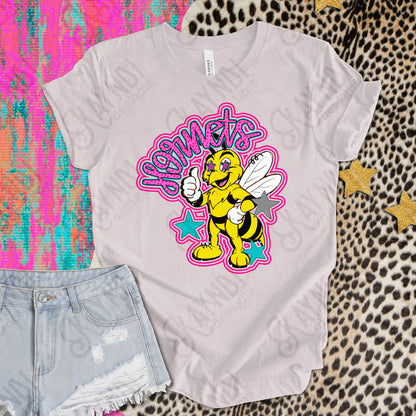 Friendly Mascot Hornet Pink Colorful PNG Digital Download Sublimation DTF Print Preppy Colorful Mascot Spirit