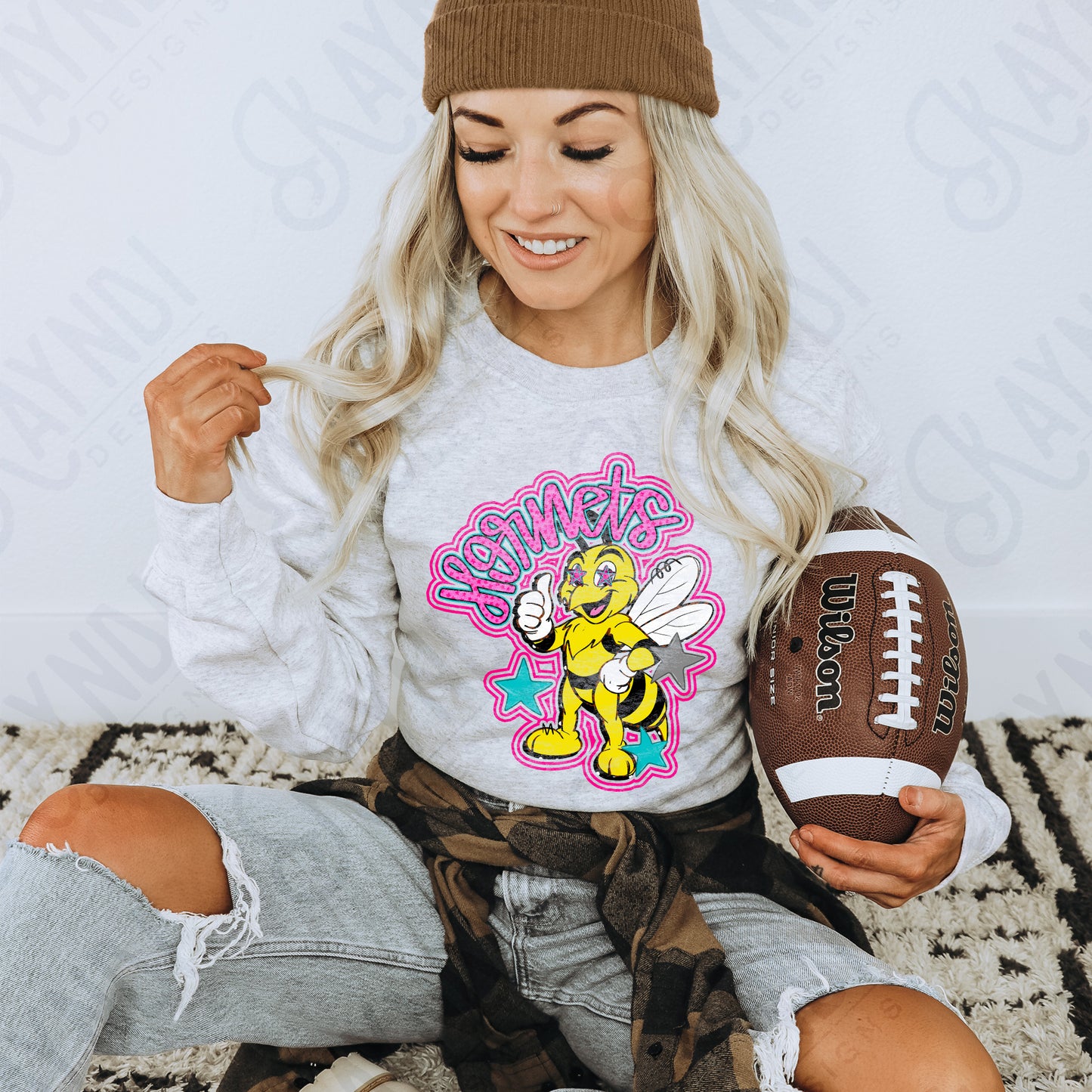 Friendly Mascot Hornet Pink Colorful PNG Digital Download Sublimation DTF Print Preppy Colorful Mascot Spirit