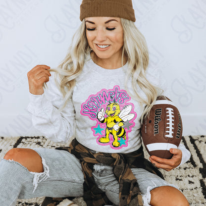 Friendly Mascot Hornet Pink Colorful PNG Digital Download Sublimation DTF Print Preppy Colorful Mascot Spirit