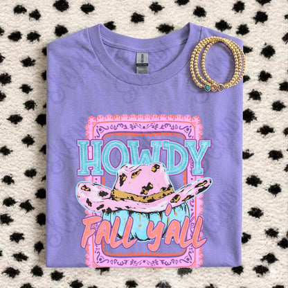 Howdy Fall Y'all PNG Digital Download Sublimation DTF Print Preppy Pink Blue Western