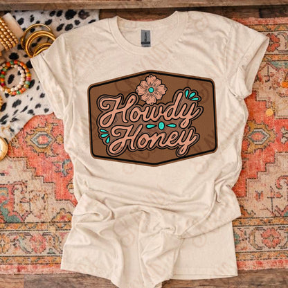 Howdy Honey PNG Digital Download Sublimation DTF Print Turquoise Brown Western Patch