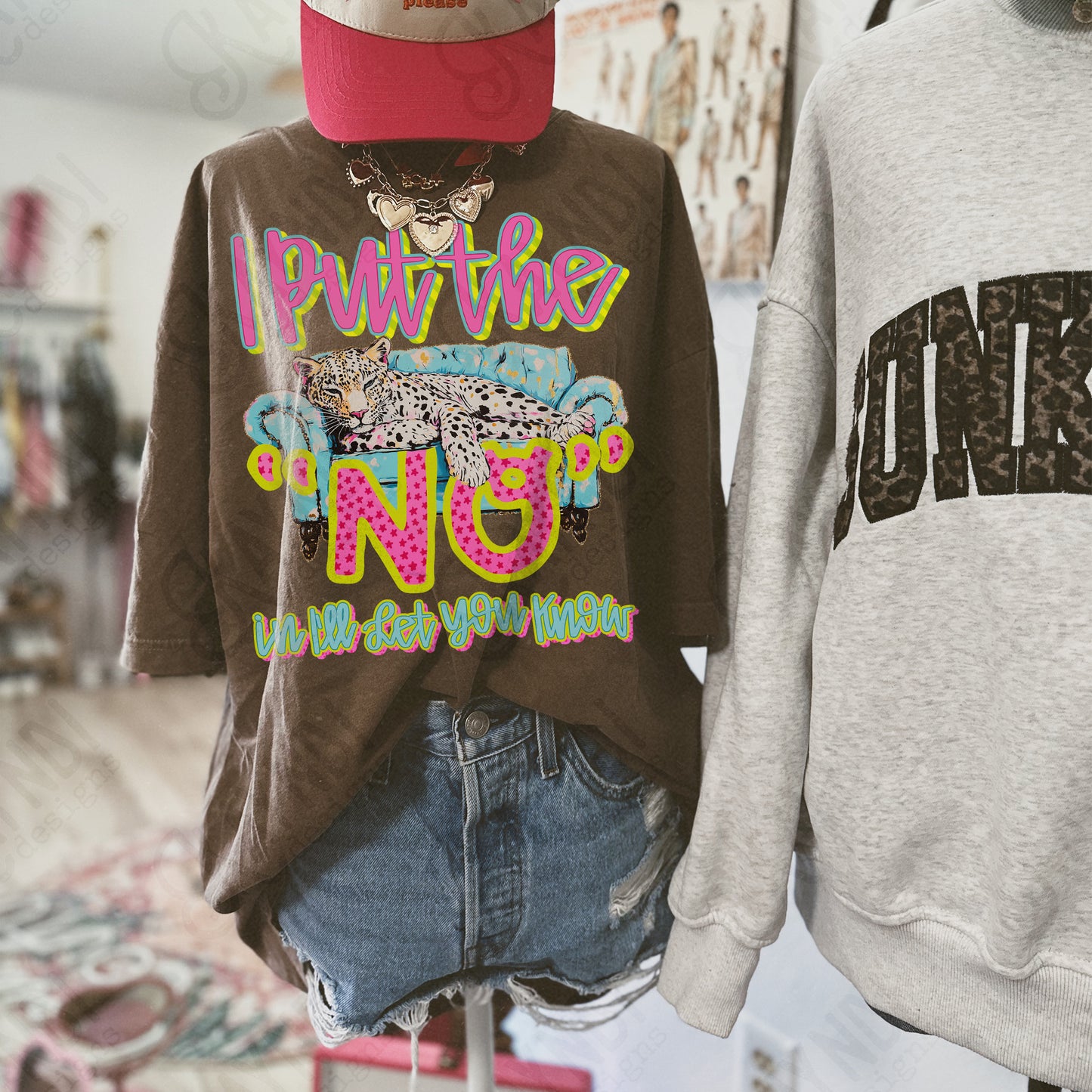 I Put the No in I'll Let You Know PNG Digital Download Sublimation DTF Print Homebody Couch Leopard Neon