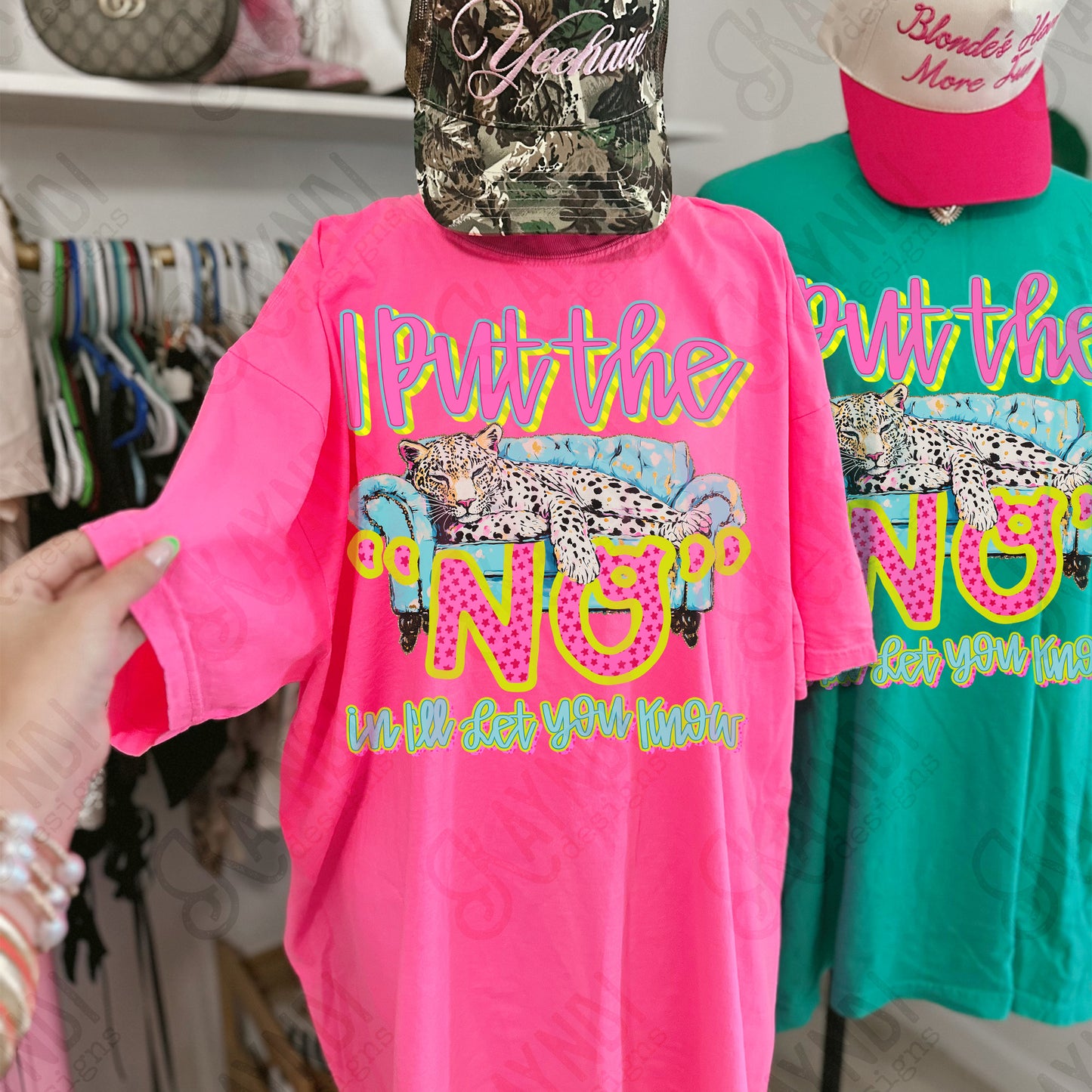 I Put the No in I'll Let You Know PNG Digital Download Sublimation DTF Print Homebody Couch Leopard Neon