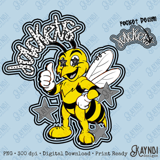 Friendly Mascot Jacket Black Neutral PNG Digital Download Sublimation DTF Print Preppy Colorful Mascot Spirit