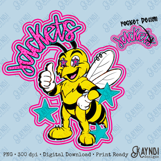 Friendly Mascot Jacket Pink Colorful PNG Digital Download Sublimation DTF Print Preppy Colorful Mascot Spirit