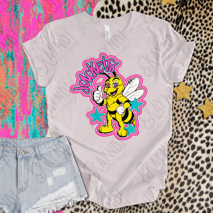 Friendly Mascot Jacket Pink Colorful PNG Digital Download Sublimation DTF Print Preppy Colorful Mascot Spirit