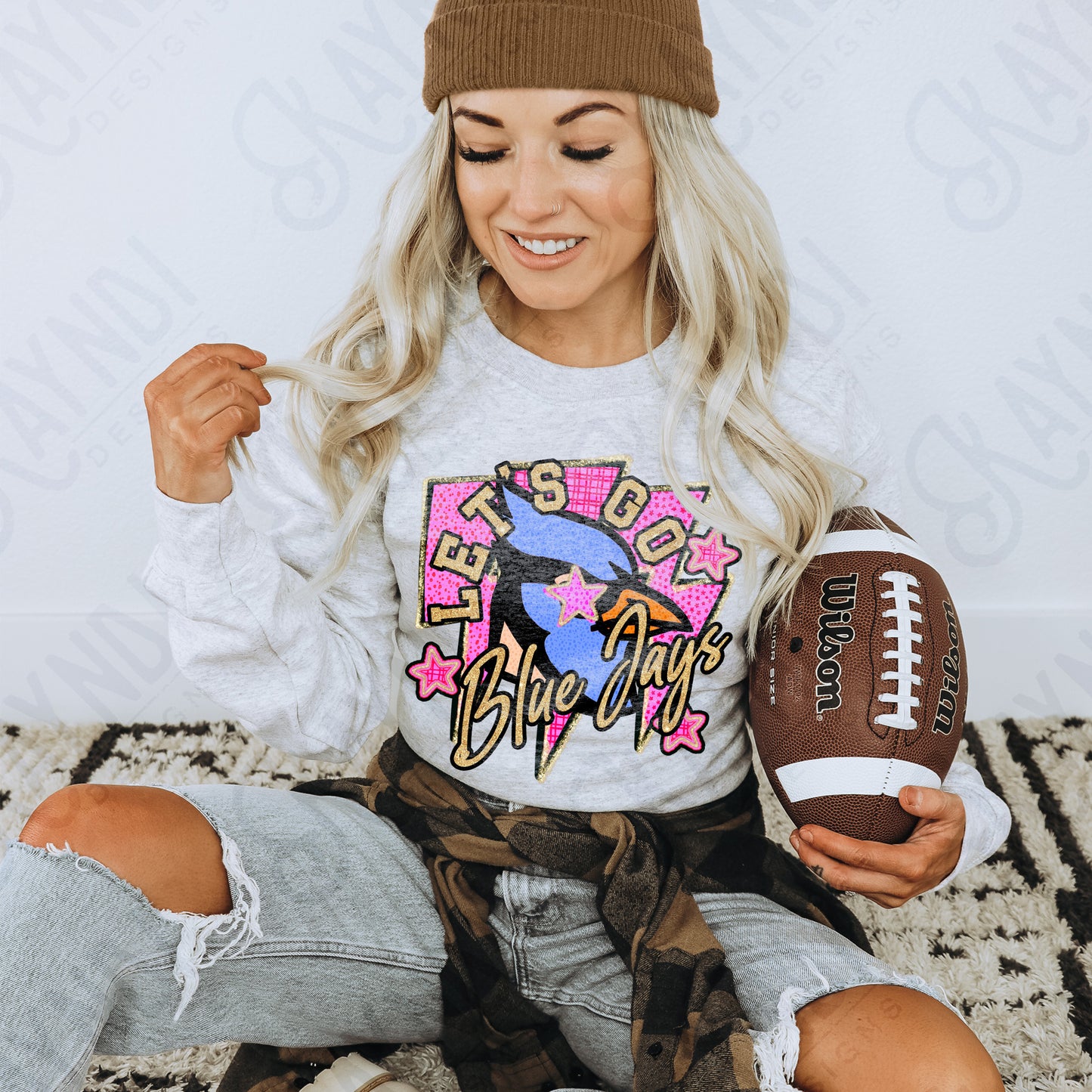 Let's Go Blue Jays PNG Digital Download Sublimation DTF Print Team Spirit Mascot Pink Star
