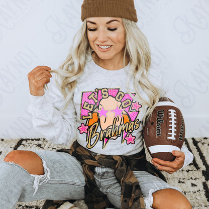 Let's Go Brahmas PNG Digital Download Sublimation DTF Print Team Spirit Mascot Pink Star