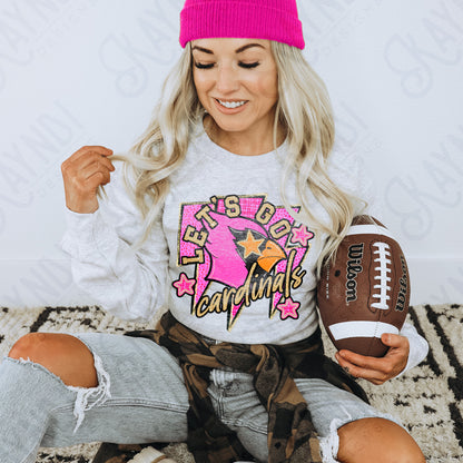 Let's Go Cardinals PNG Digital Download Sublimation DTF Print Neon Preppy Mascot Spirit