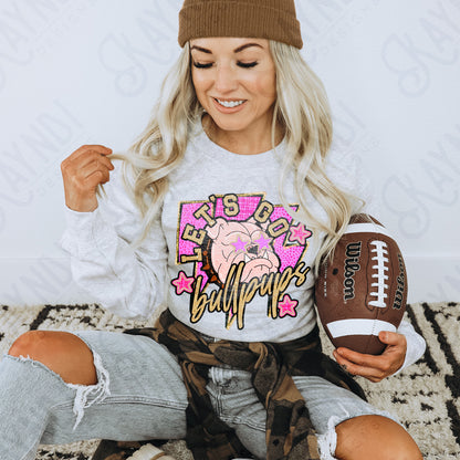 Let's Go Bullpups PNG Digital Download Sublimation DTF Print Team Spirit Mascot Pink Star