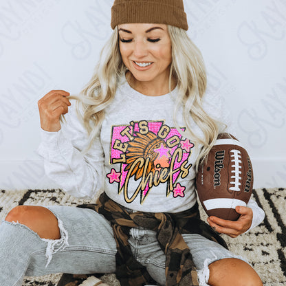 Let's Go Chiefs PNG Digital Download Sublimation DTF Print Team Spirit Mascot Pink Star