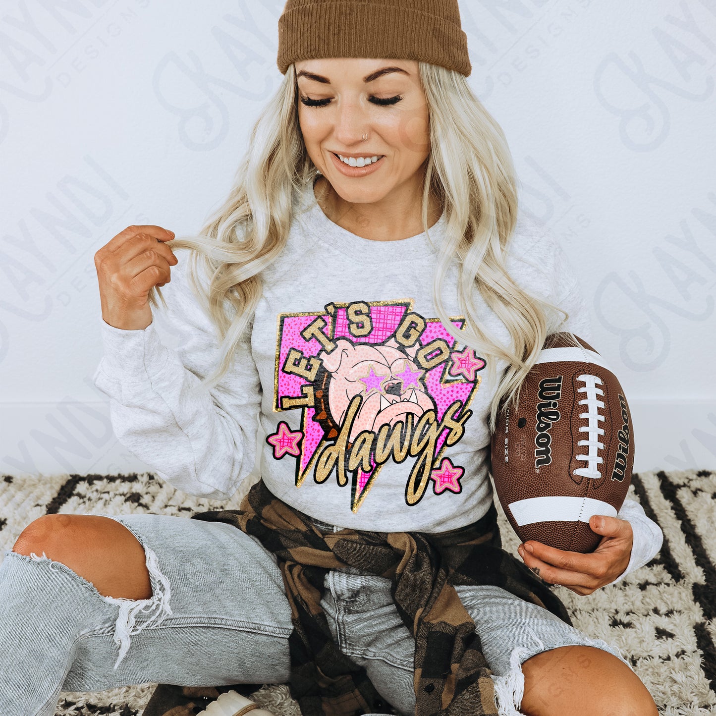 Let's Go Dawgs PNG Digital Download Sublimation DTF Print Team Spirit Mascot Pink Star