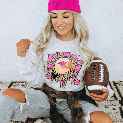 Let's Go Eagles PNG Digital Download Sublimation DTF Print Neon Preppy Mascot Spirit