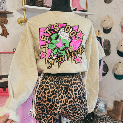 Let's Go Green Hornets PNG Digital Download Sublimation DTF Print Team Spirit Mascot Pink Star