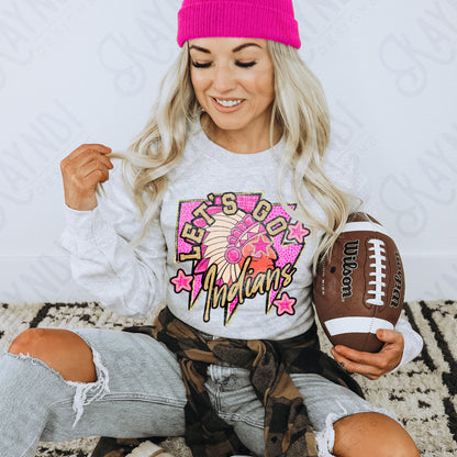 Let's Go Indians PNG Digital Download Sublimation DTF Print Neon Preppy Mascot Spirit