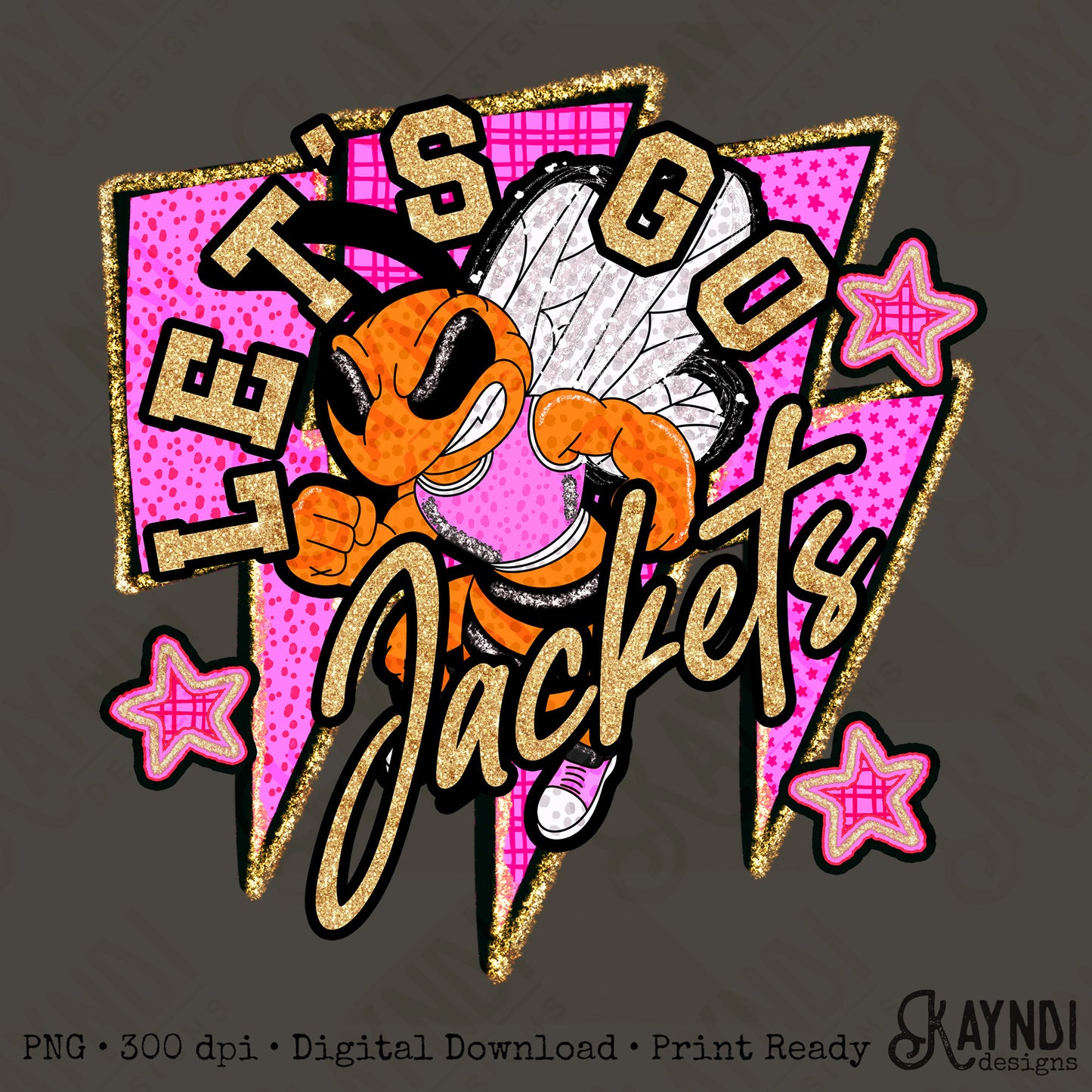 Let's Go Jackets PNG Digital Download Sublimation DTF Print Neon Preppy Mascot Spirit