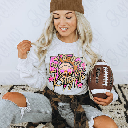 Let's Go Knights PNG Digital Download Sublimation DTF Print Team Spirit Mascot Pink Star