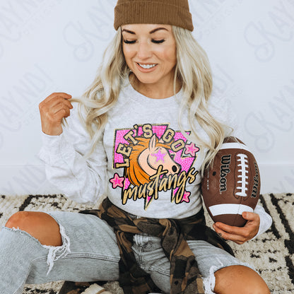 Let's Go Mustangs PNG Digital Download Sublimation DTF Print Team Spirit Mascot Pink Star