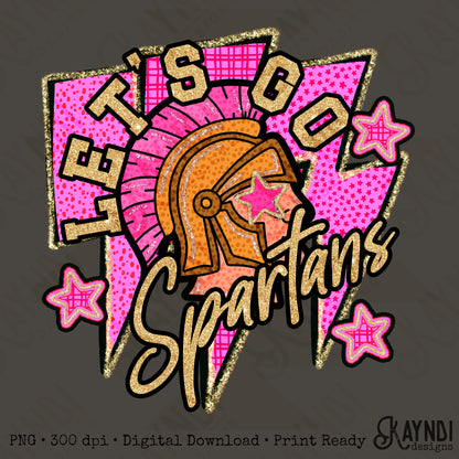 Let's Go Spartans PNG Digital Download Sublimation DTF Print Team Spirit Mascot Pink Star