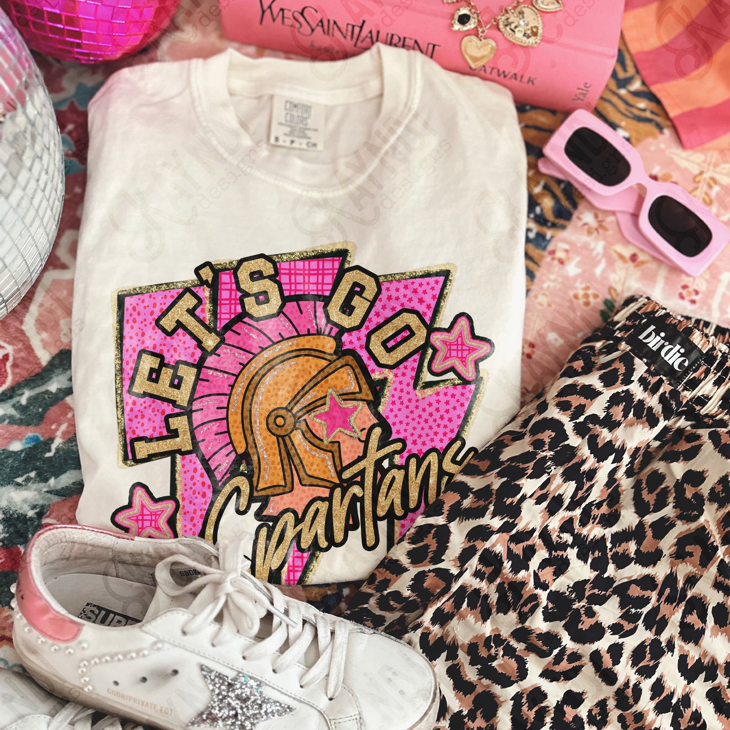 Let's Go Spartans PNG Digital Download Sublimation DTF Print Team Spirit Mascot Pink Star