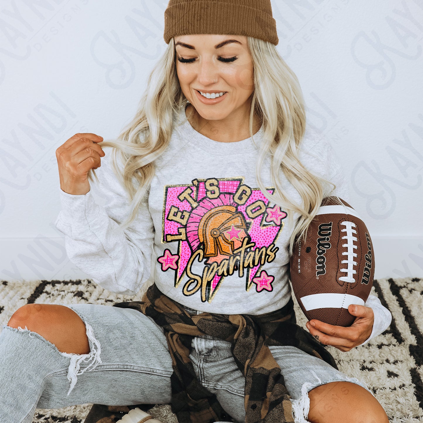 Let's Go Spartans PNG Digital Download Sublimation DTF Print Team Spirit Mascot Pink Star