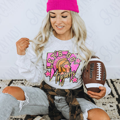 Let's Go Trojans PNG Digital Download Sublimation DTF Print Neon Preppy Mascot Spirit