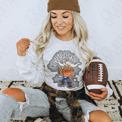 Friendly Mascot Longhorn Black Neutral PNG Digital Download Sublimation DTF Print Preppy Colorful Mascot Spirit