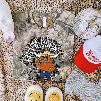 Friendly Mascot Longhorn Black Neutral PNG Digital Download Sublimation DTF Print Preppy Colorful Mascot Spirit