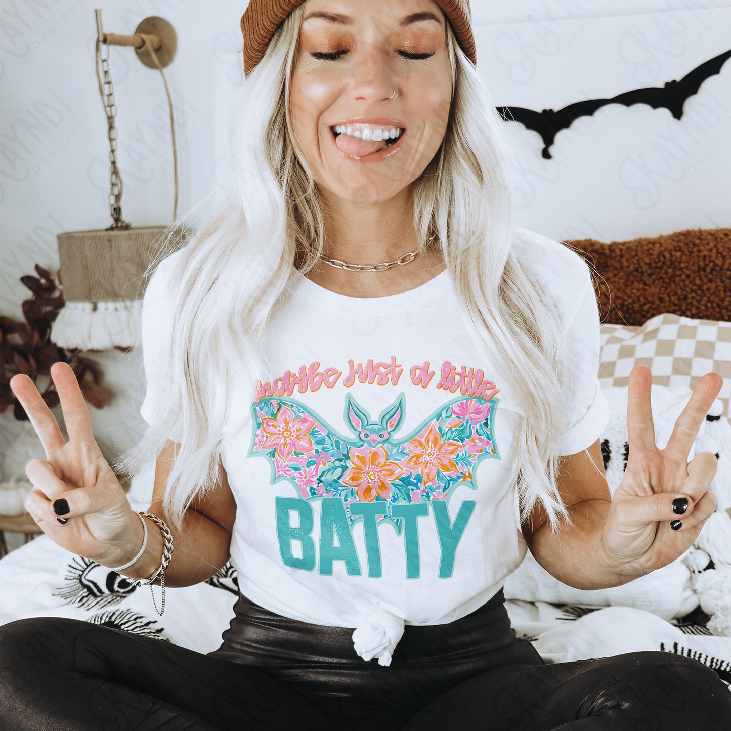 Maybe Just a Little Batty PNG Digital Download Sublimation DTF Print Southern Preppy Bat Spooky Season