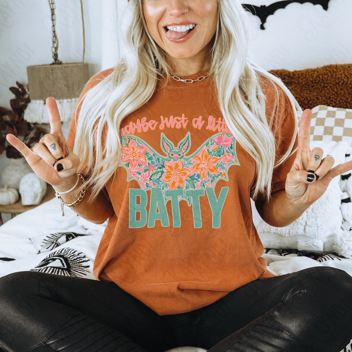 Maybe Just a Little Batty PNG Digital Download Sublimation DTF Print Southern Preppy Bat Spooky Season