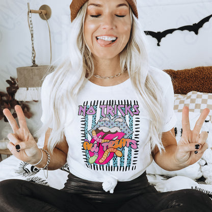 No Tricks All Treats Black PNG Digital Download Sublimation DTF Print Candy Lips Stripes Halloween