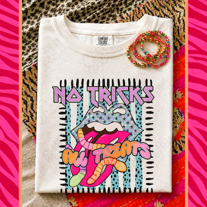 No Tricks All Treats Black PNG Digital Download Sublimation DTF Print Candy Lips Stripes Halloween