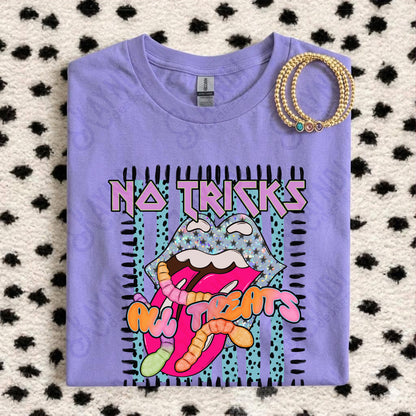 No Tricks All Treats Black PNG Digital Download Sublimation DTF Print Candy Lips Stripes Halloween