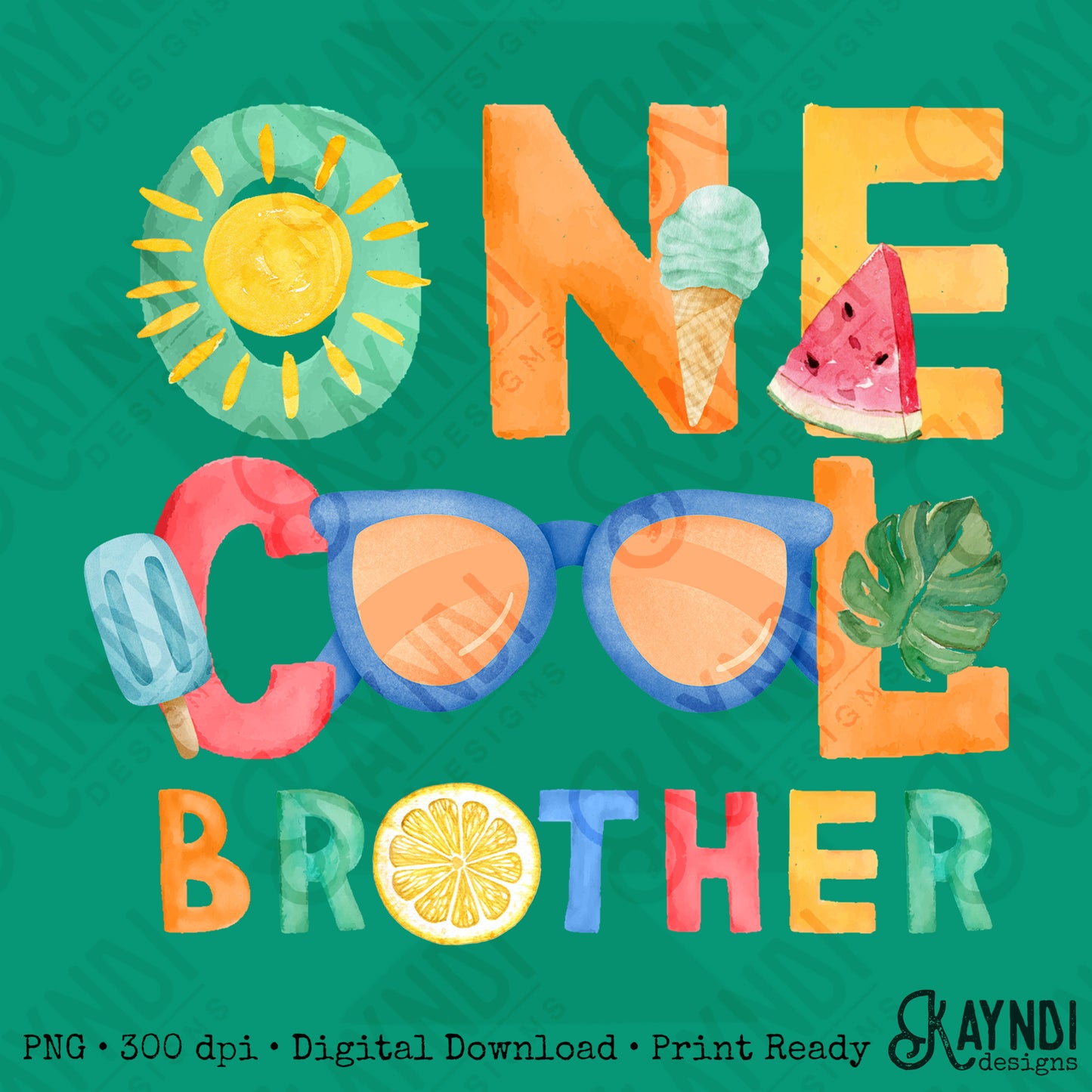 One Cool Brother PNG Digital Download Sublimation DTF Print Summer Color Fun