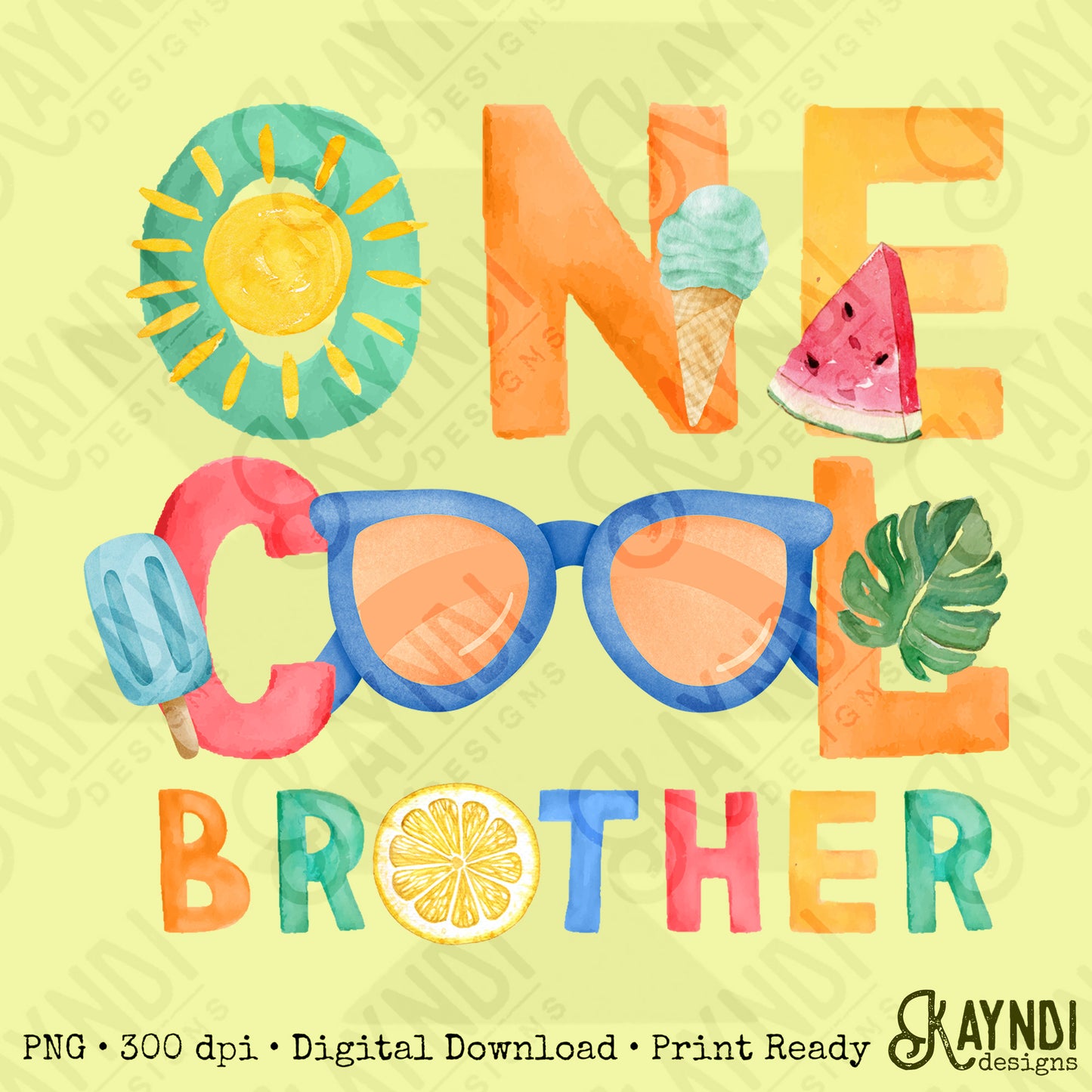 One Cool Brother PNG Digital Download Sublimation DTF Print Summer Color Fun