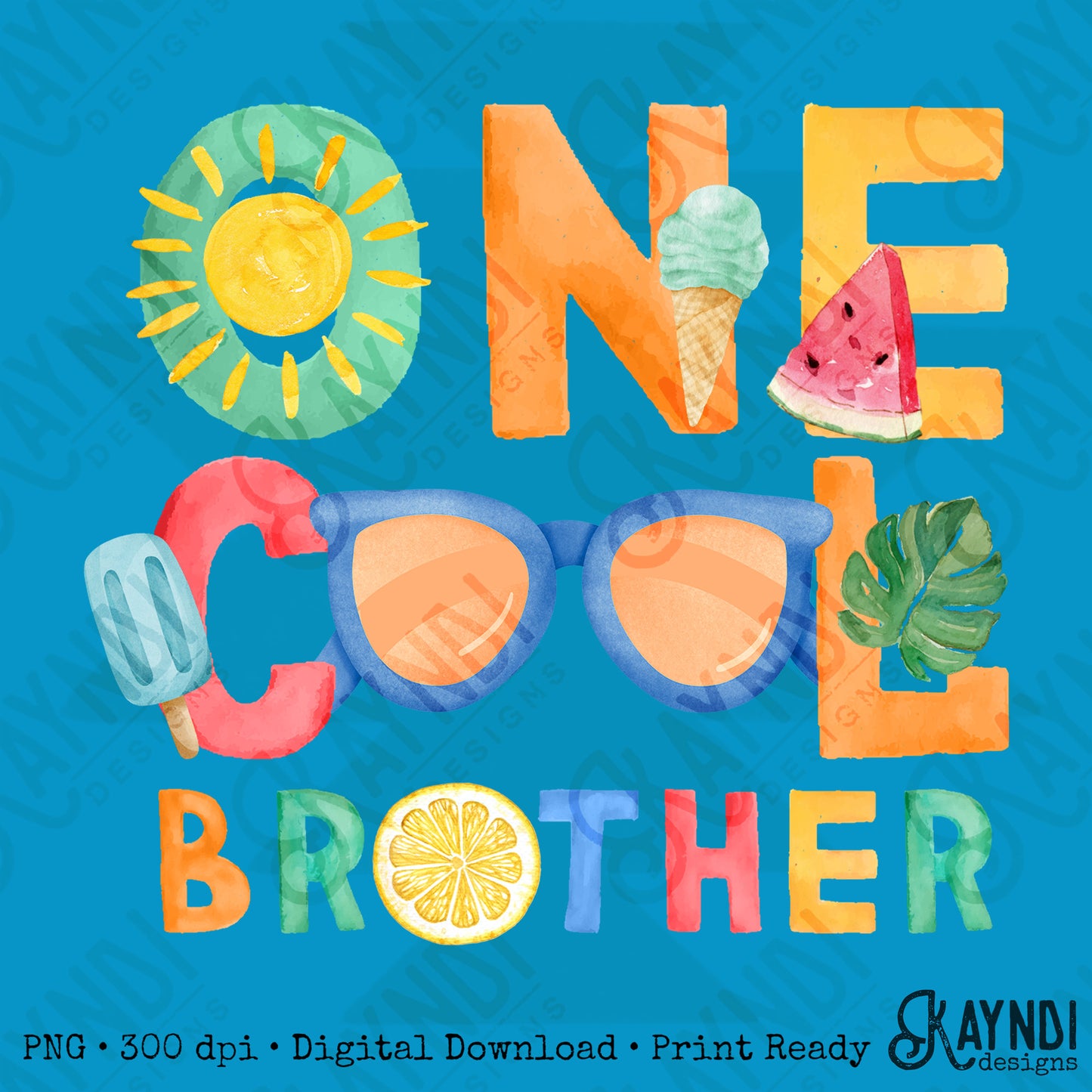 One Cool Brother PNG Digital Download Sublimation DTF Print Summer Color Fun