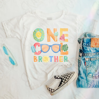 One Cool Brother PNG Digital Download Sublimation DTF Print Summer Color Fun