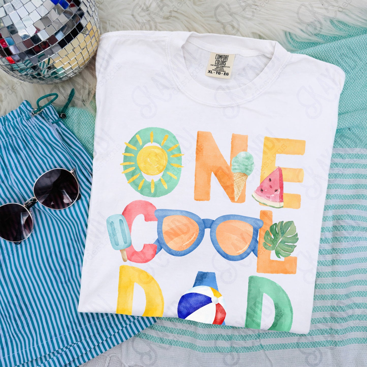 One Cool Dad PNG Digital Download Sublimation DTF Print Summer Color Fun