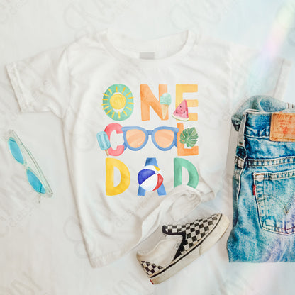 One Cool Dad PNG Digital Download Sublimation DTF Print Summer Color Fun