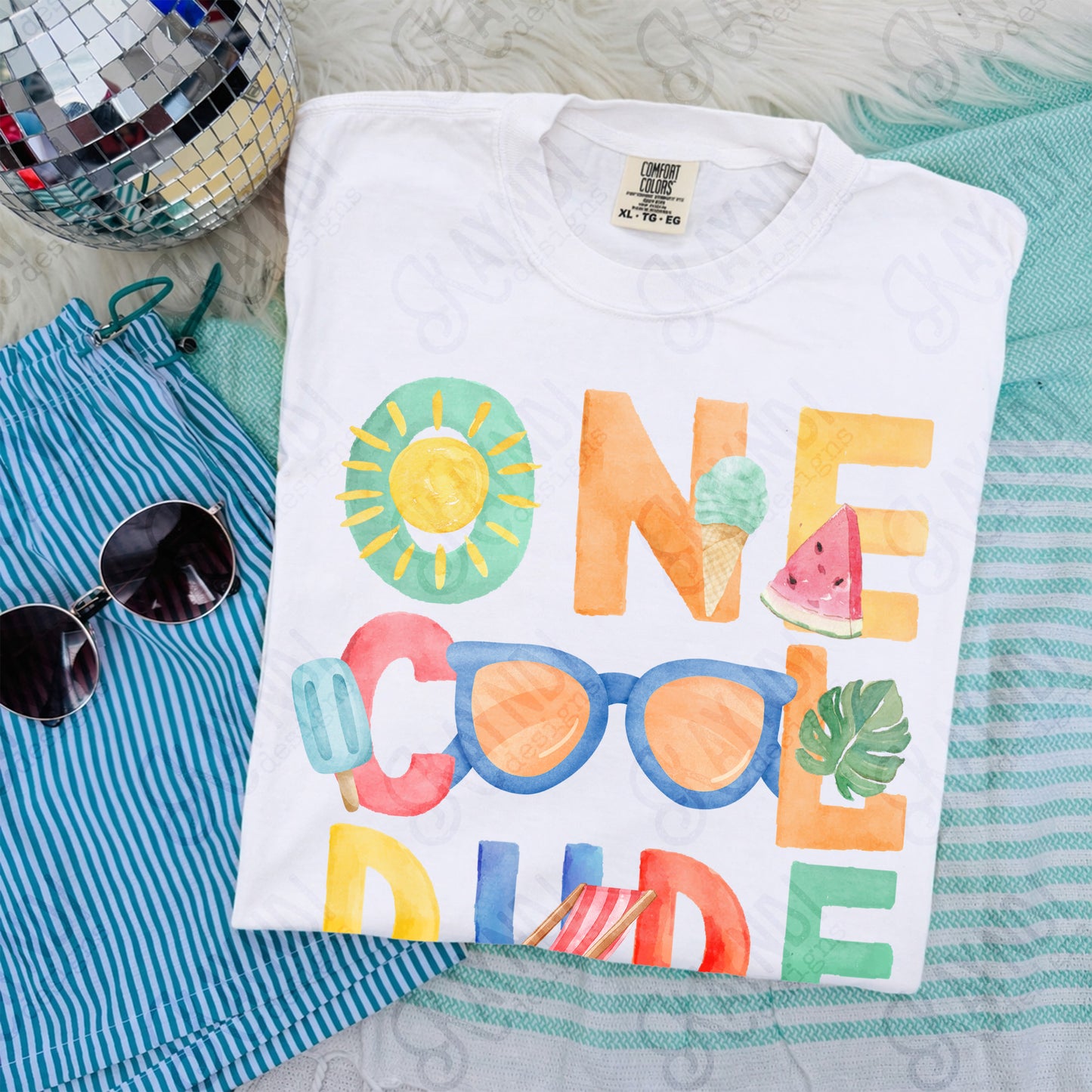 One Cool Dude PNG Digital Download Sublimation DTF Print Summer Color Fun