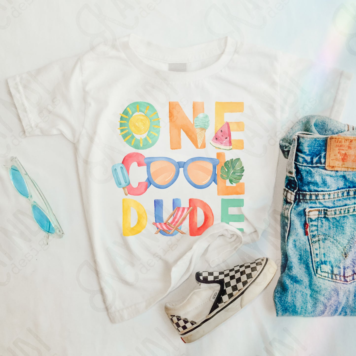 One Cool Dude PNG Digital Download Sublimation DTF Print Summer Color Fun
