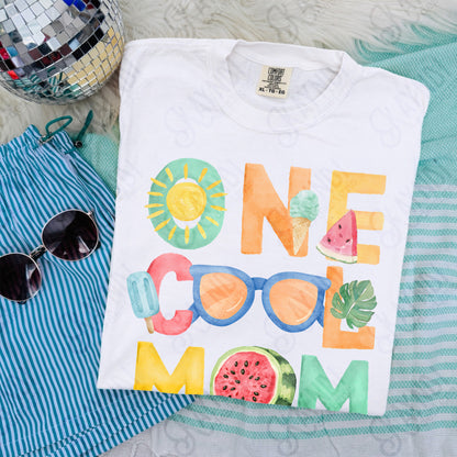 One Cool Mom PNG Digital Download Sublimation DTF Print Summer Color Fun