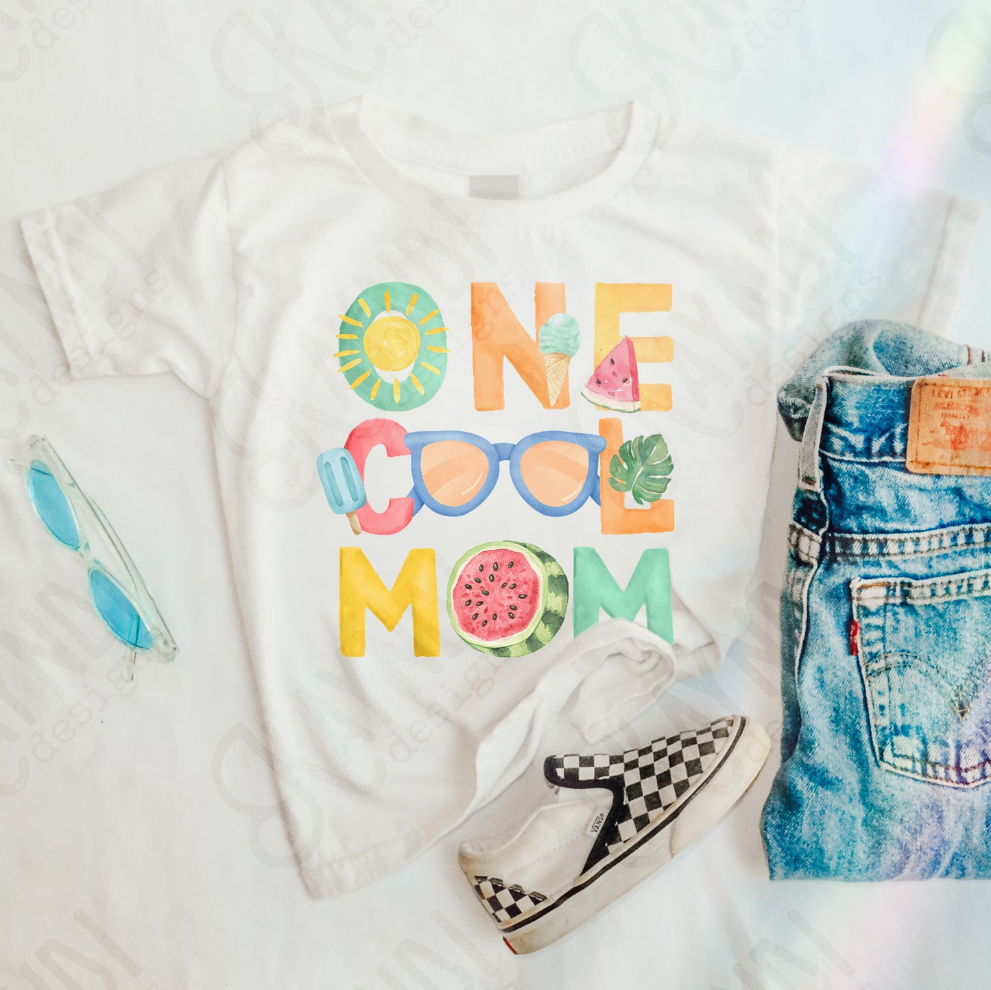 One Cool Mom PNG Digital Download Sublimation DTF Print Summer Color Fun