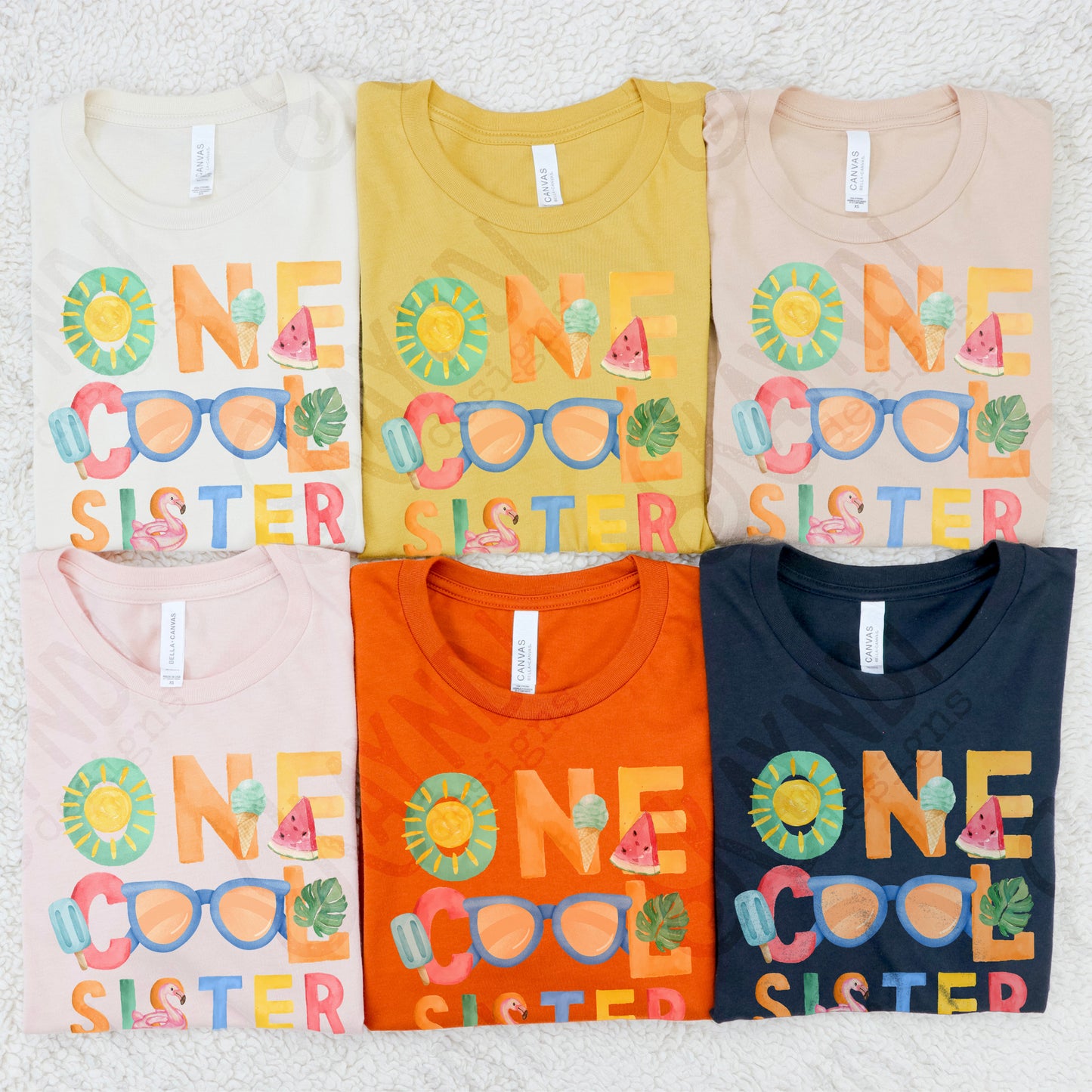One Cool Sister PNG Digital Download Sublimation DTF Print Summer Color Fun
