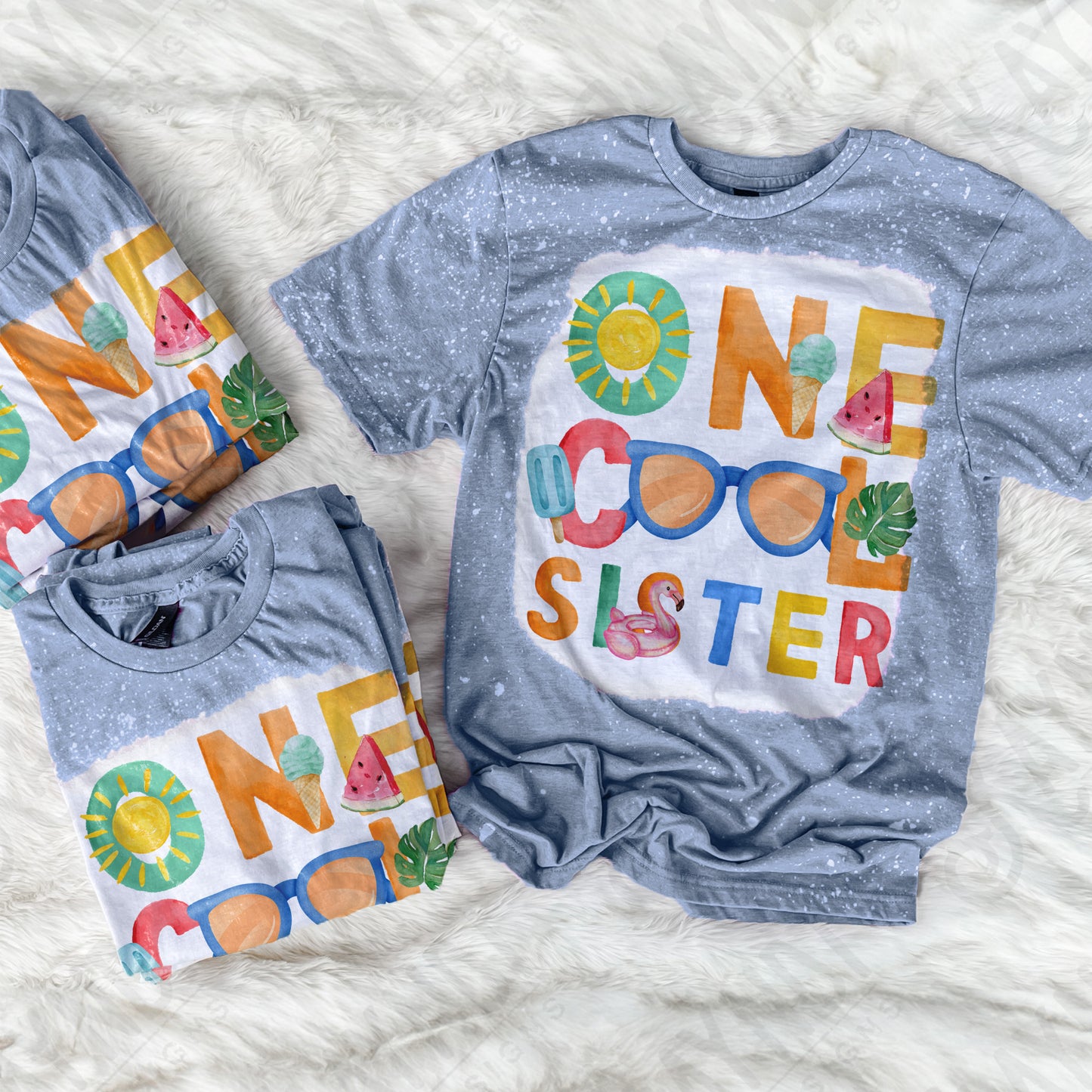 One Cool Sister PNG Digital Download Sublimation DTF Print Summer Color Fun
