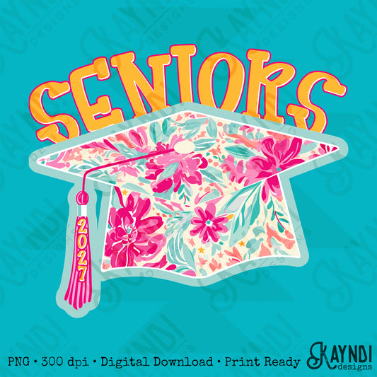 Seniors 2027 PNG Digital Download Sublimation DTF Print School Graduation Southern Preppy Floral Graduate