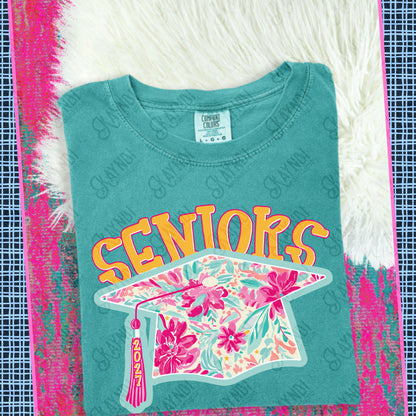 Seniors 2027 PNG Digital Download Sublimation DTF Print School Graduation Southern Preppy Floral Graduate